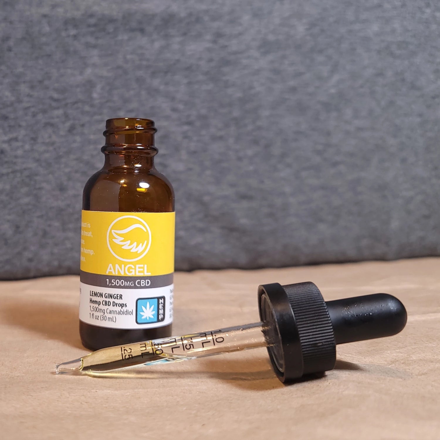 Angel 1500 mg CBD Isoalte Tincture Open Bottle