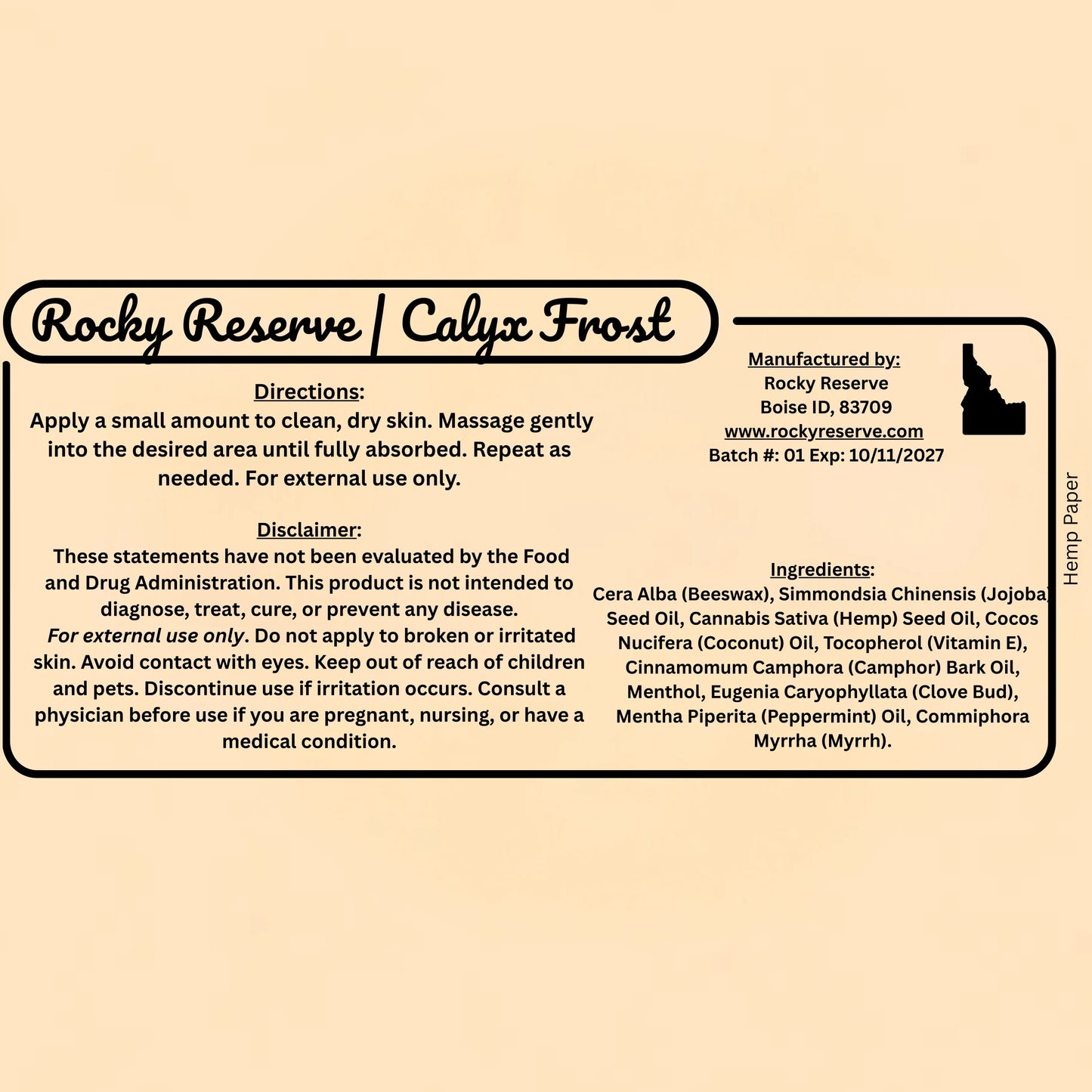 Rocky Reserve - Calyx Frost Salve